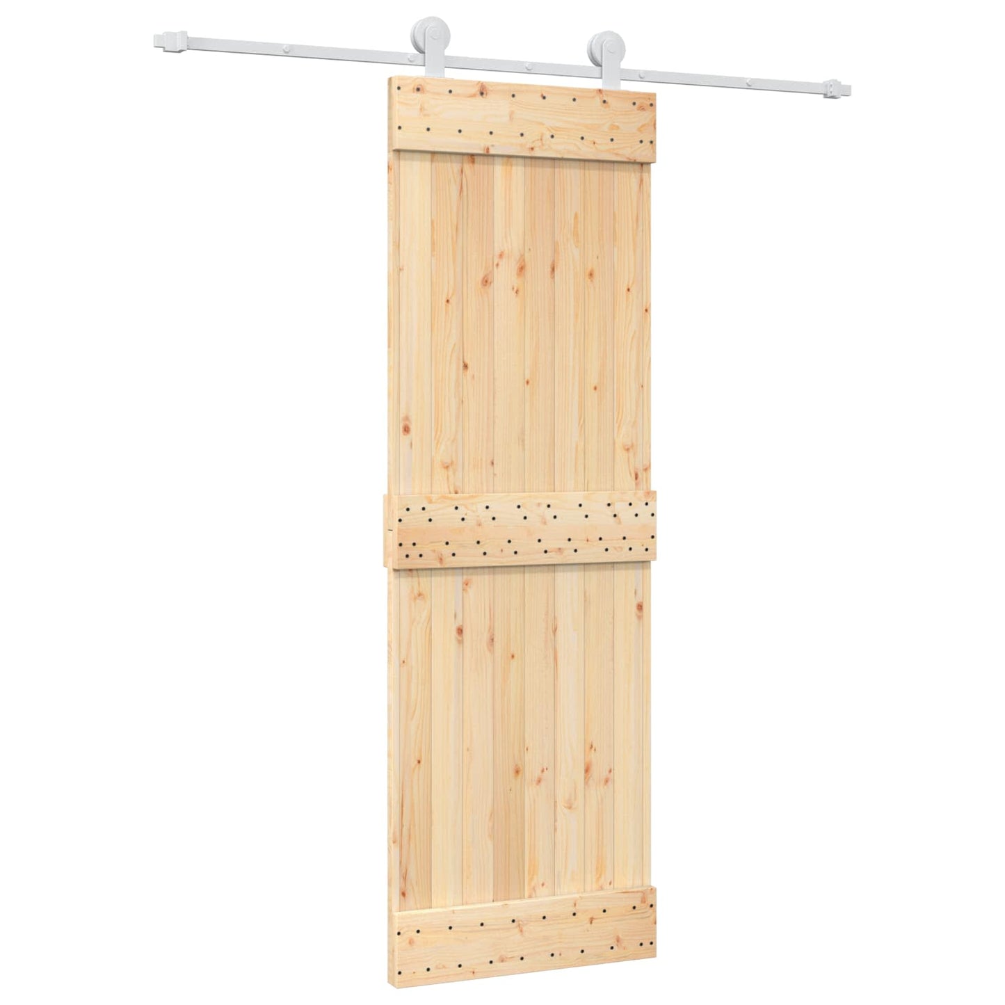 Schiebetür Natürlich Und Weiß 70 X 210 Cm Massivkiefer
