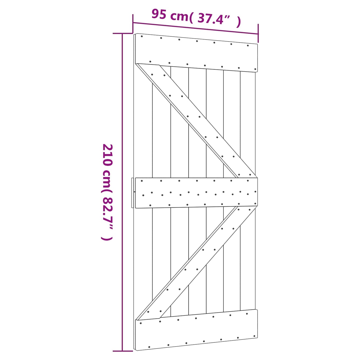 Schiebetür Natürlich Und Weiß 95 X 210 Cm Massivkiefer