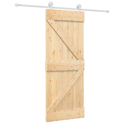Schiebetür Natürlich Und Weiß 80 X 210 Cm Massives Kiefernholz