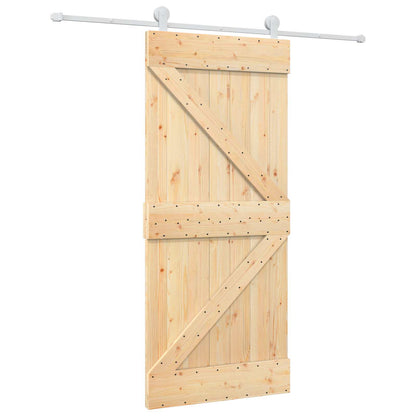 Schiebetür Natürlich Und Weiß 90 X 210 Cm Massives Kiefernholz