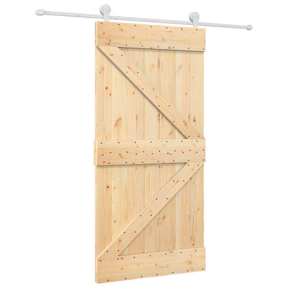 Schiebetür Natürlich Und Weiß 100 X 210 Cm Massives Kiefernholz