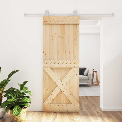 Schiebetür Natürlich Und Weiß 80 X 210 Cm Massivkiefer