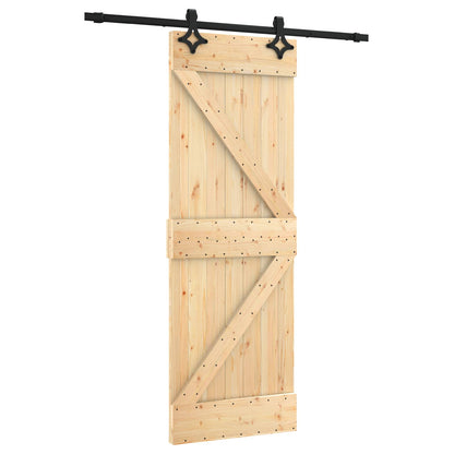 Schiebetür Natürlich Und Schwarz 70 X 210 Cm Massivkiefer