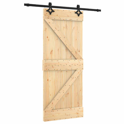 Schiebetür Natürlich Und Schwarz 85 X 210 Cm Massivkiefer