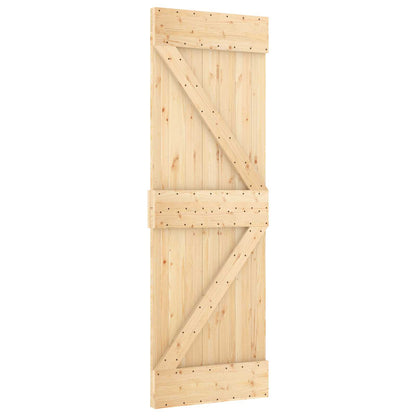Schiebetür Natürlich Und Schwarz 70 X 210 Cm Massivkiefer