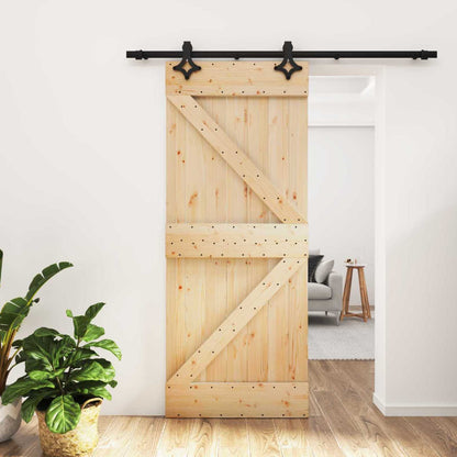 Schiebetür Natürlich Und Schwarz 85 X 210 Cm Massivkiefer