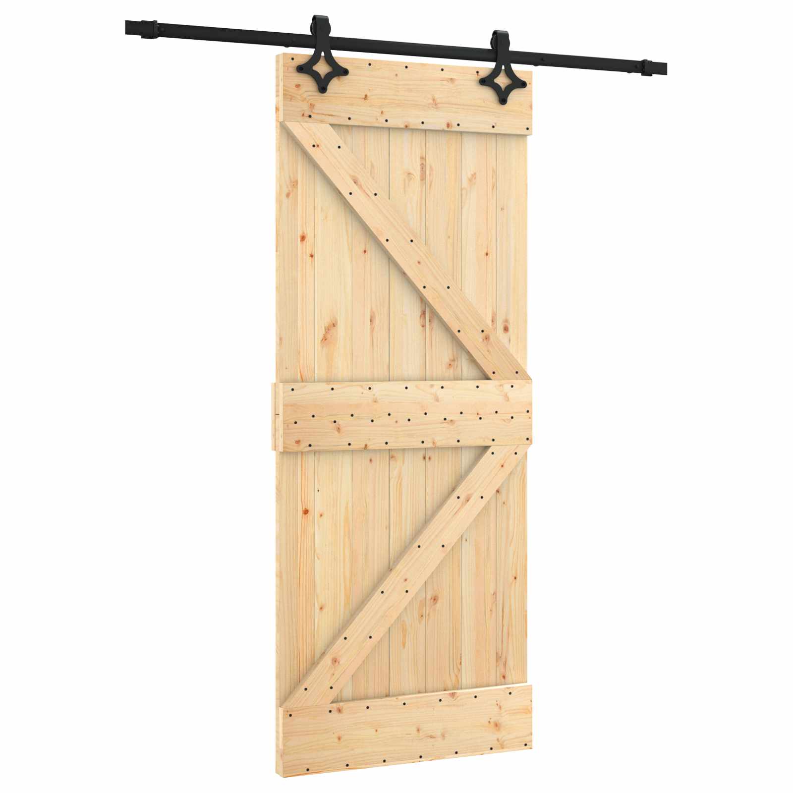 Schiebetür Natürlich Und Schwarz 85 X 210 Cm Massivkiefer