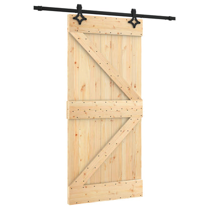 Schiebetür Natürlich Und Schwarz 95 X 210 Cm Massivkiefer