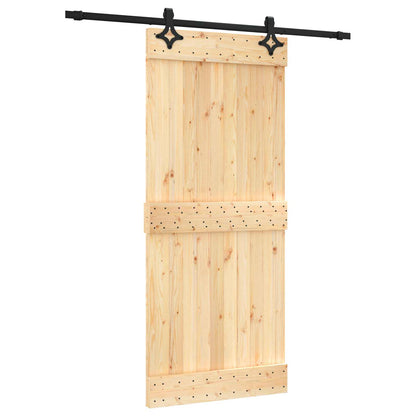 Schiebetür Natürlich Und Schwarz 90 X 210 Cm Massivkiefer