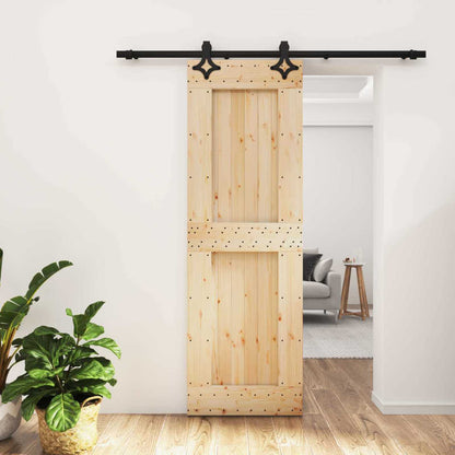 Schiebetür Natürlich Und Schwarz 70 X 210 Cm Massivkiefer