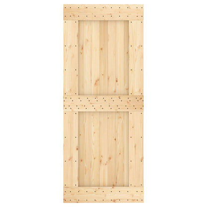 Schiebetür Natürlich Und Schwarz 85 X 210 Cm Massivkiefer