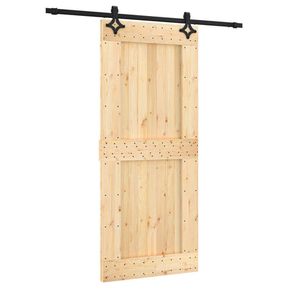 Schiebetür Natürlich Und Schwarz 90 X 210 Cm Massivkiefer