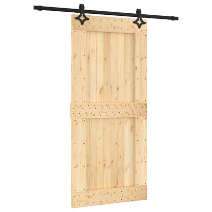 Schiebetür Natürlich Und Schwarz 95 X 210 Cm Massivkiefer