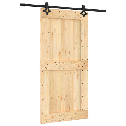 Schiebetür Natürlich Und Schwarz 100 X 210 Cm Massivkiefer