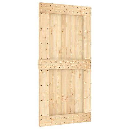 Schiebetür Natürlich Und Schwarz 100 X 210 Cm Massivkiefer