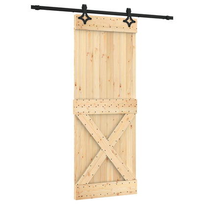 Schiebetür Natürlich Und Schwarz 80 X 210 Cm Massivkiefer