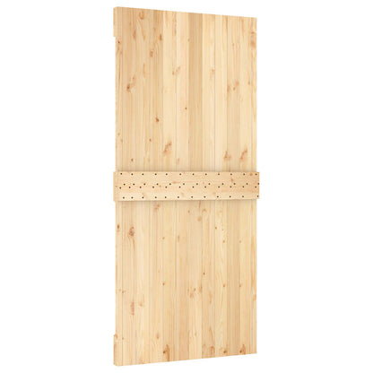 Schiebetür Natürlich Und Schwarz 95 X 210 Cm Massivkiefer