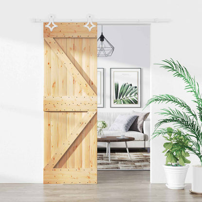 Schiebetür Natürlich Und Weiß 70 X 210 Cm Massivkiefer