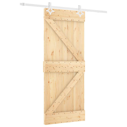 Schiebetür Natürlich Und Weiß 80 X 210 Cm Massives Kiefernholz