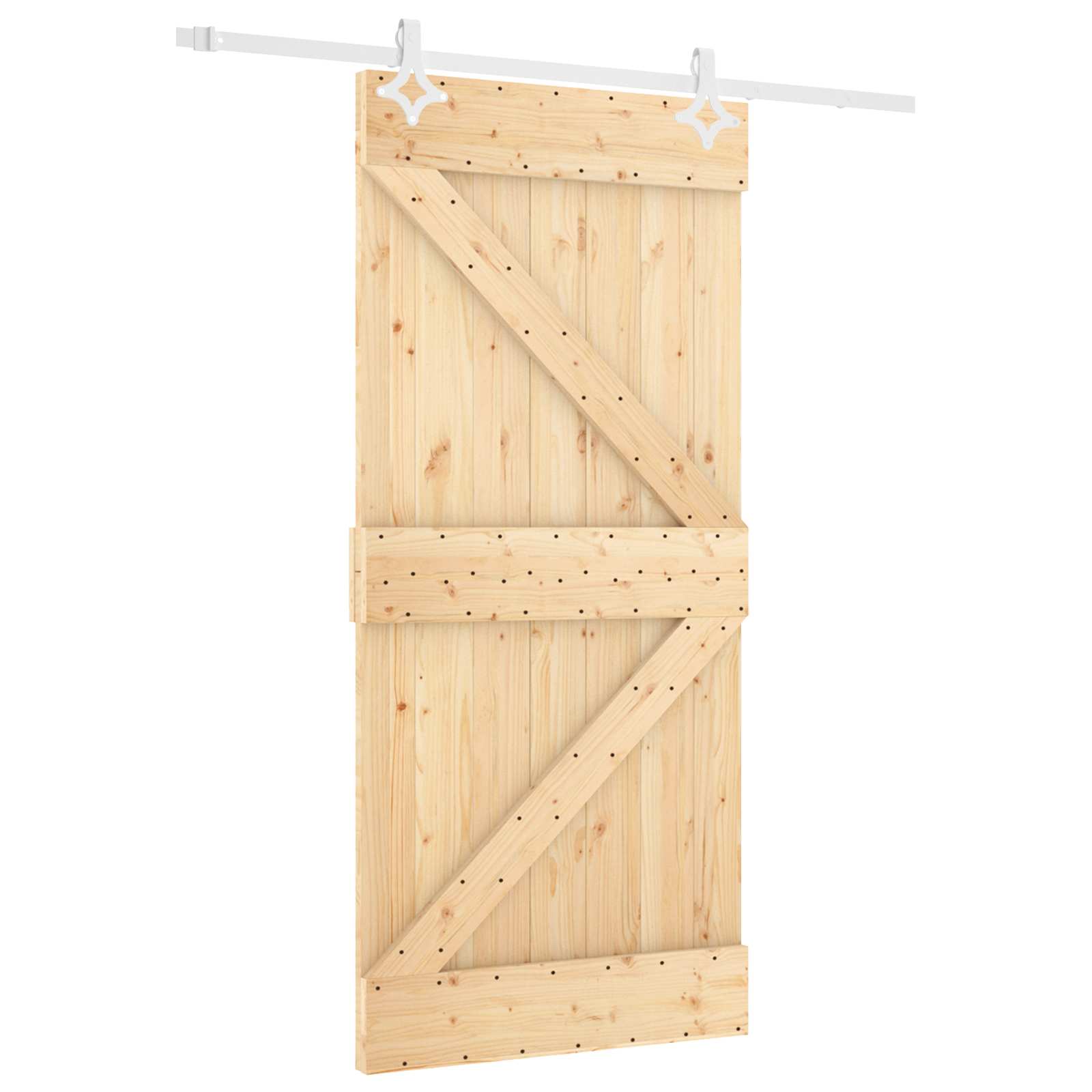 Schiebetür Natürlich Und Weiß 90 X 210 Cm Massives Kiefernholz