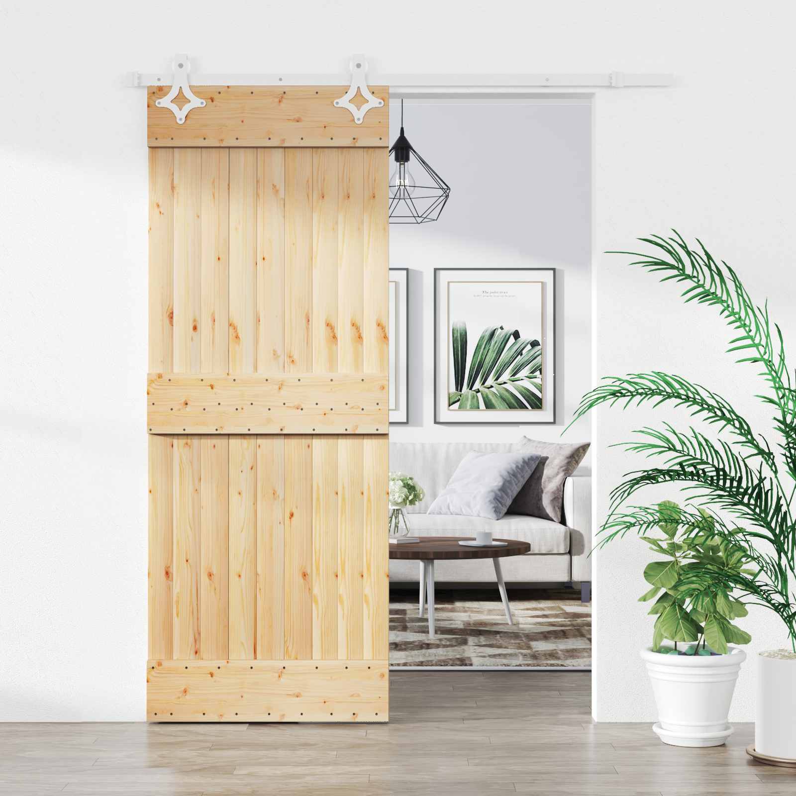Schiebetür Natürlich Und Weiß 70 X 210 Cm Massivkiefer