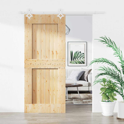Schiebetür Natürlich Und Weiß 80 X 210 Cm Massivkiefer