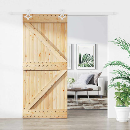 Schiebetür Natürlich Und Weiß 100 X 210 Cm Massives Kiefernholz
