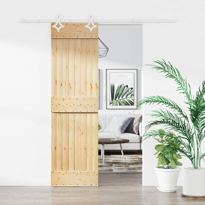 Schiebetür Natürlich Und Weiß 70 X 210 Cm Massivkiefer