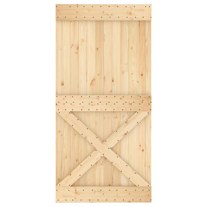 Schiebetür Natürlich Und Weiß 100 X 210 Cm Massivkiefer
