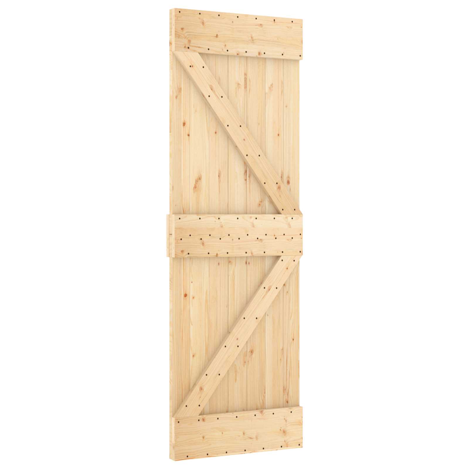 Schiebetür Natürlich Und Schwarz 70 X 210 Cm Massivkiefer