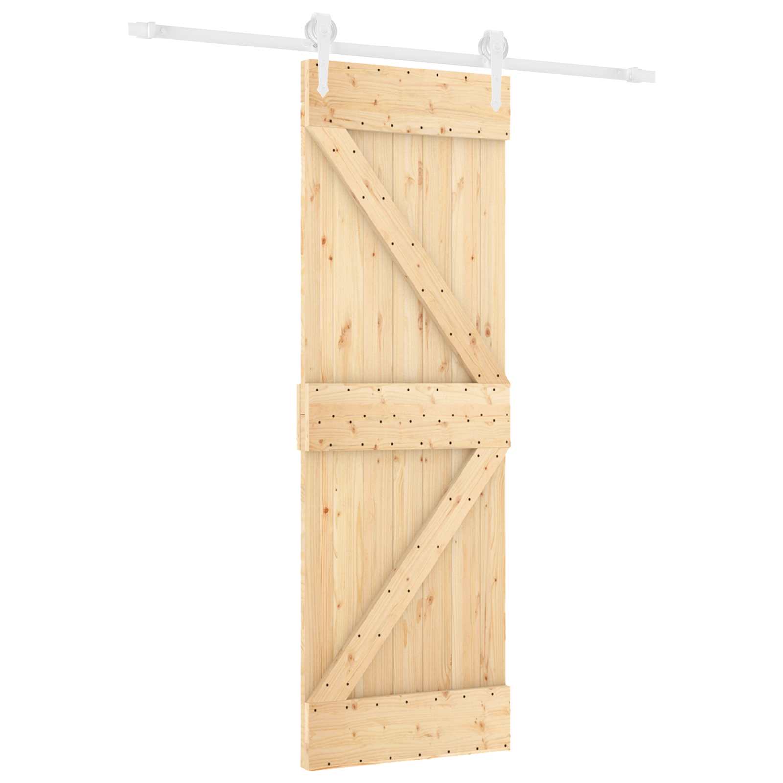 Schiebetür Natürlich Und Weiß 70 X 210 Cm Massivkiefer