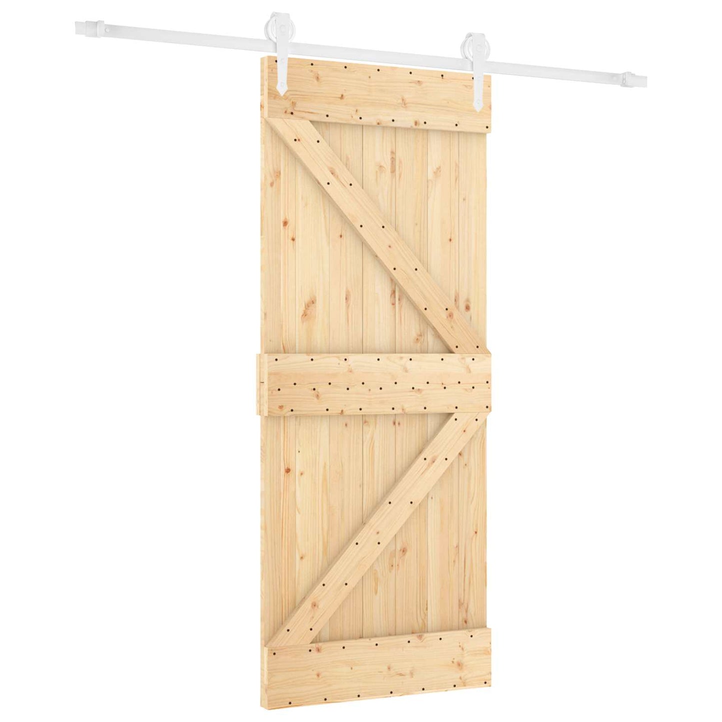 Schiebetür Natürlich Und Weiß 80 X 210 Cm Massives Kiefernholz