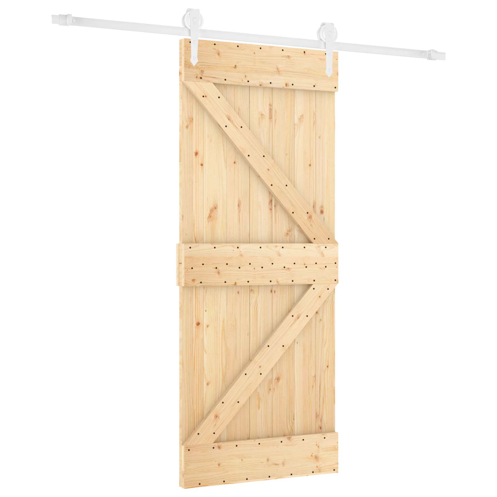 Schiebetür Natürlich Und Weiß 80 X 210 Cm Massives Kiefernholz