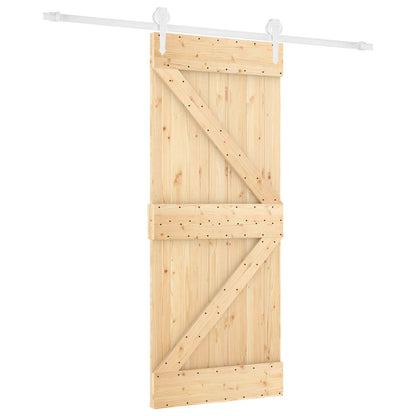 Schiebetür Natürlich Und Weiß 80 X 210 Cm Massives Kiefernholz