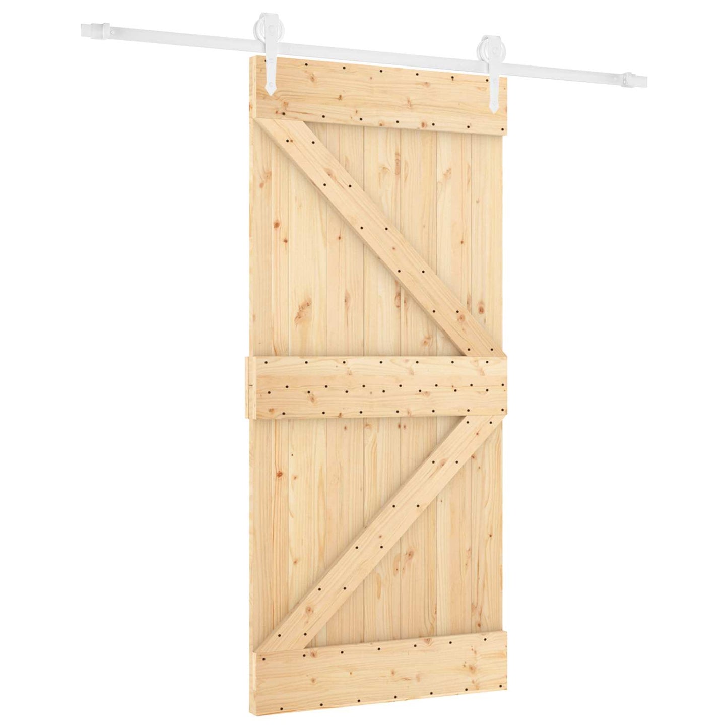 Schiebetür Natürlich Und Weiß 90 X 210 Cm Massives Kiefernholz