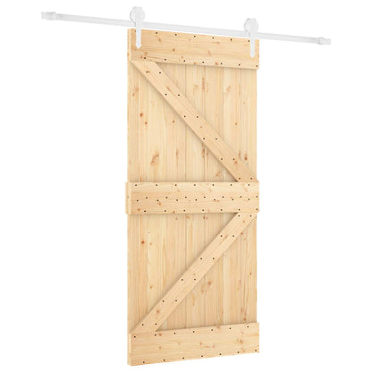 Schiebetür Natürlich Und Weiß 90 X 210 Cm Massives Kiefernholz