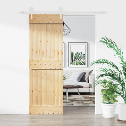 Schiebetür Natürlich Und Weiß 70 X 210 Cm Massivkiefer