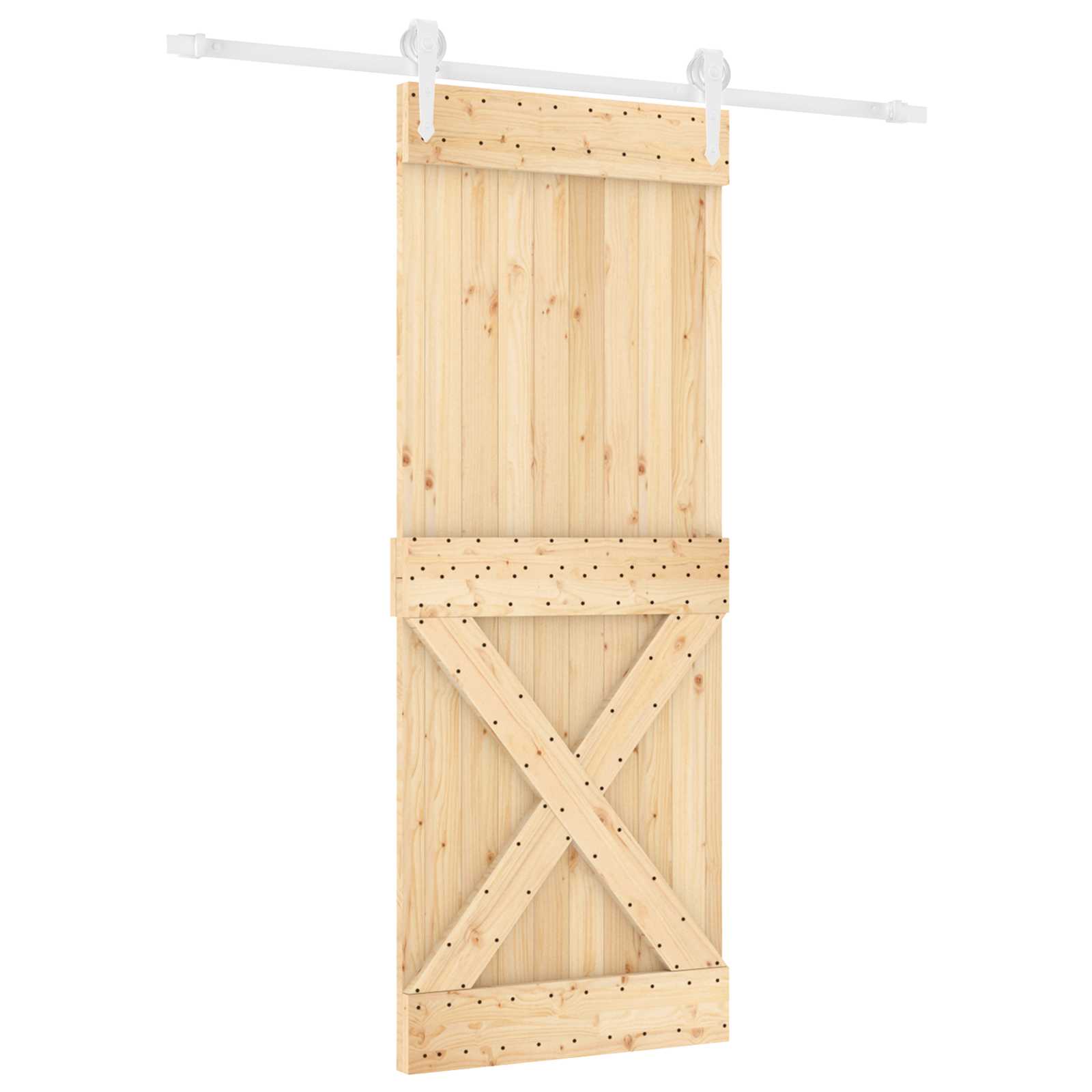 Schiebetür Natürlich Und Weiß 80 X 210 Cm Massivkiefer