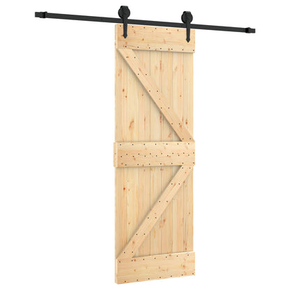 Schiebetür Natürlich Und Schwarz 70 X 210 Cm Massivkiefer