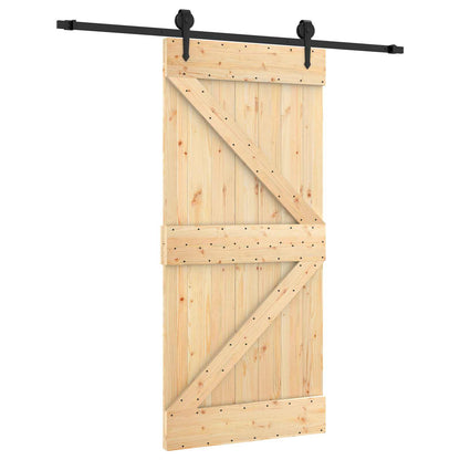 Schiebetür Natürlich Und Schwarz 95 X 210 Cm Massivkiefer