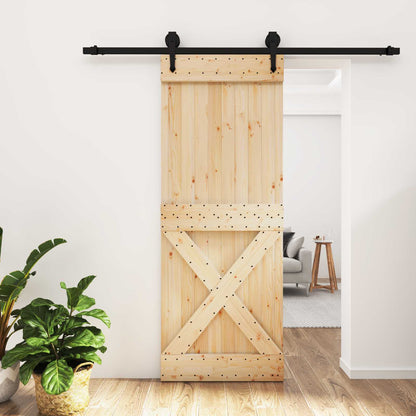 Schiebetür Natürlich Und Schwarz 80 X 210 Cm Massivkiefer