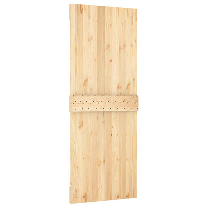 Schiebetür Natürlich Und Schwarz 80 X 210 Cm Massivkiefer