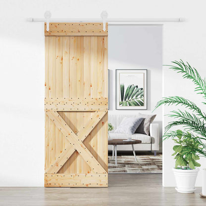 Schiebetür Natürlich Und Weiß 90 X 210 Cm Massives Kiefernholz