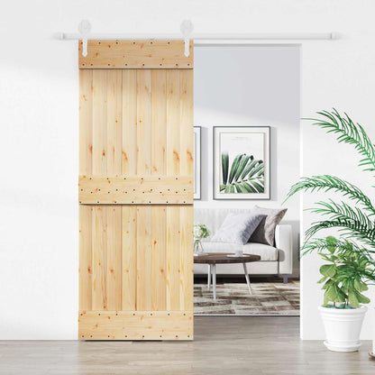 Schiebetür Natürlich Und Weiß 80 X 210 Cm Massivkiefer