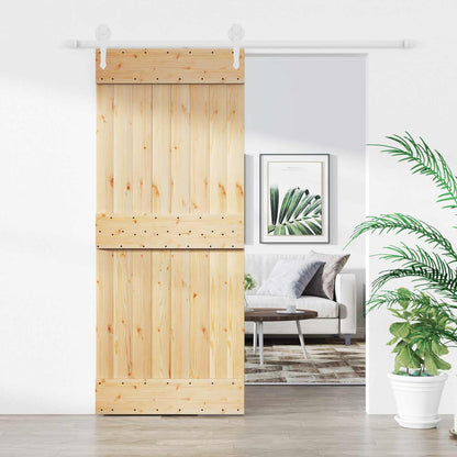 Schiebetür Natürlich Und Weiß 85 X 210 Cm Massivkiefer