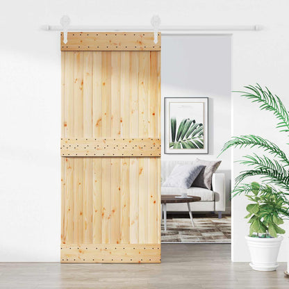 Schiebetür Natürlich Und Weiß 90 X 210 Cm Massivkiefer