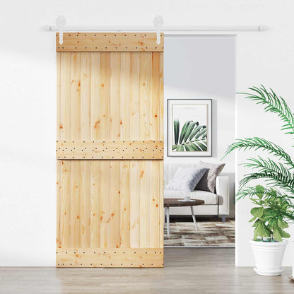Schiebetür Natürlich Und Weiß 95 X 210 Cm Massivkiefer