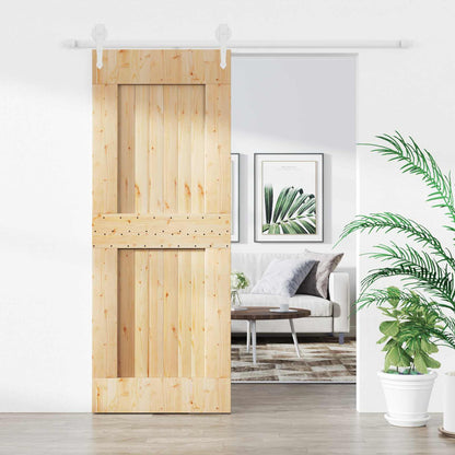 Schiebetür Natürlich Und Weiß 80 X 210 Cm Massivkiefer