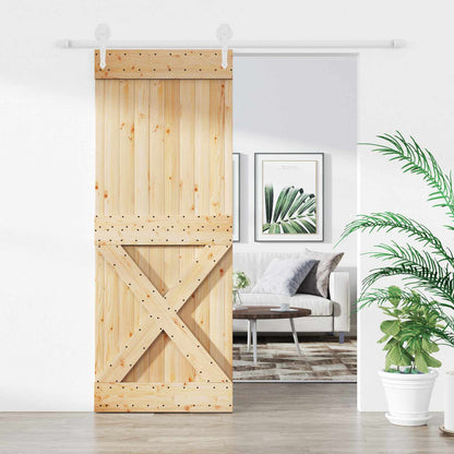 Schiebetür Natürlich Und Weiß 80 X 210 Cm Massivkiefer