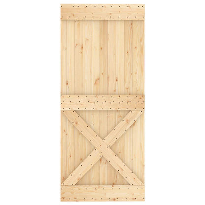 Schiebetür Natürlich Und Weiß 90 X 210 Cm Massivkiefer
